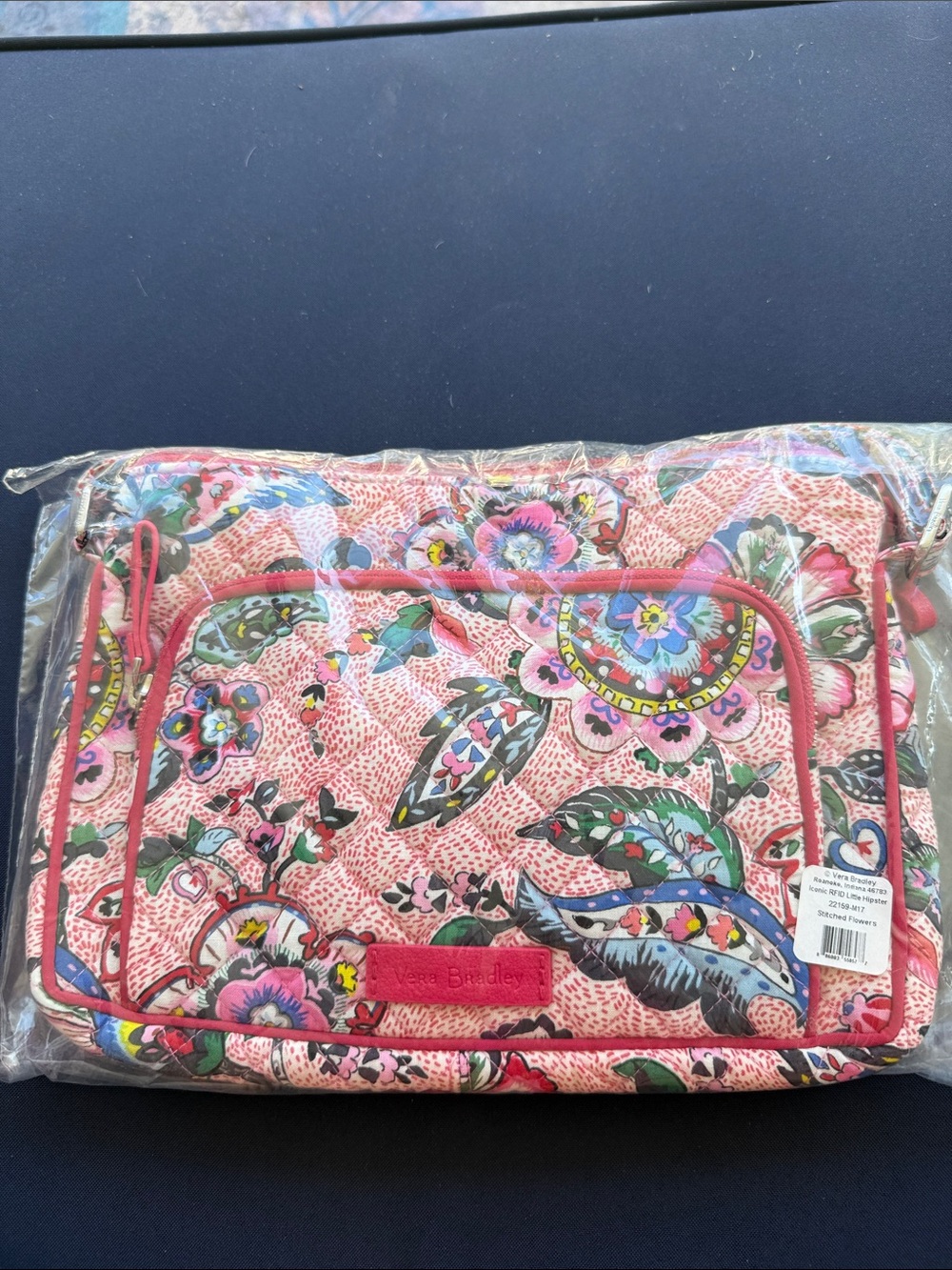 Vera Bradley Pink Paisley Floral (Stitched Flowers)Crossbody Bag